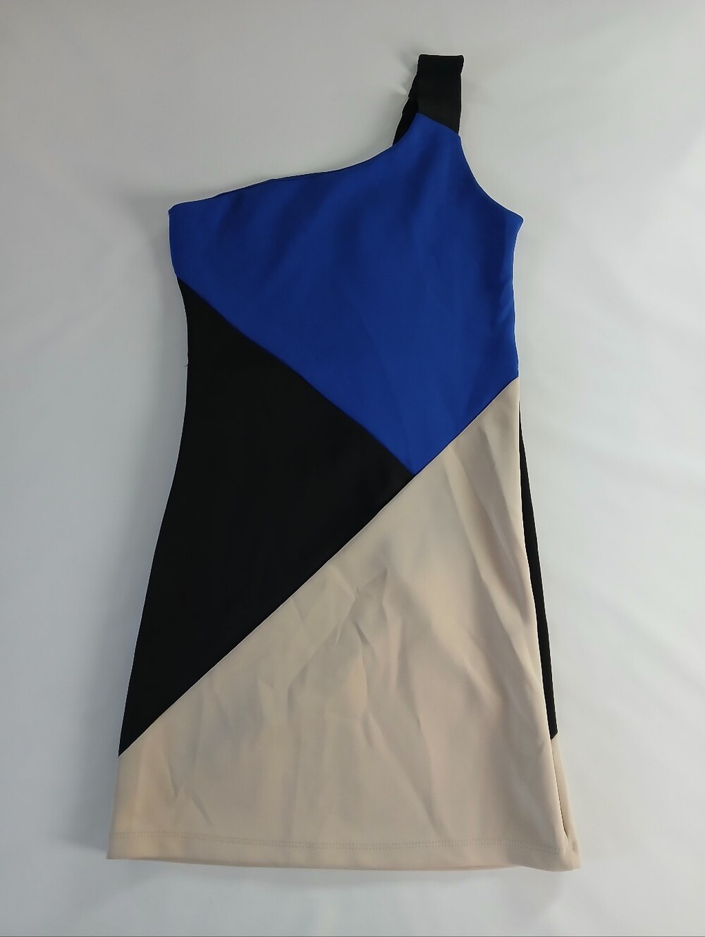 Vintage Gracie One Shoulder Open Back Color Block Dress